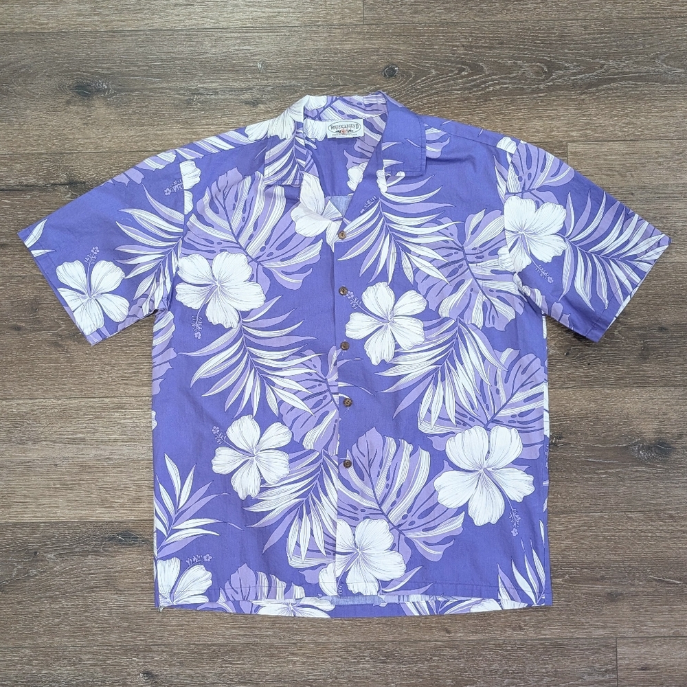Vintage Pacific Legends Purple floral Hawaiian shirt - SIZE L